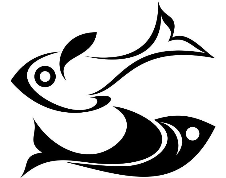Fish - isolated vector icon. Black and white image on white background. Can be used as logo.