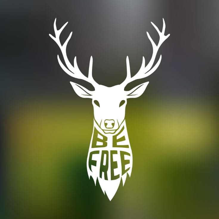 Concept silhouette of deer head with text inside be free on blur background. Vector illustration