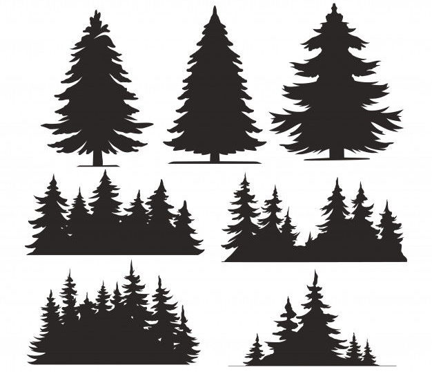 Vintage trees and forest silhouettes set Free Vector