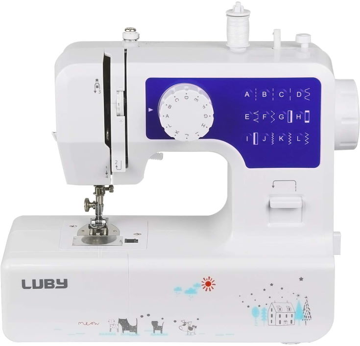 Luby Sewing Machine for Beginners with 12 Stitches & Free Arm, Portable & Lightweight