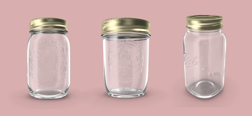Mason jars in pink background