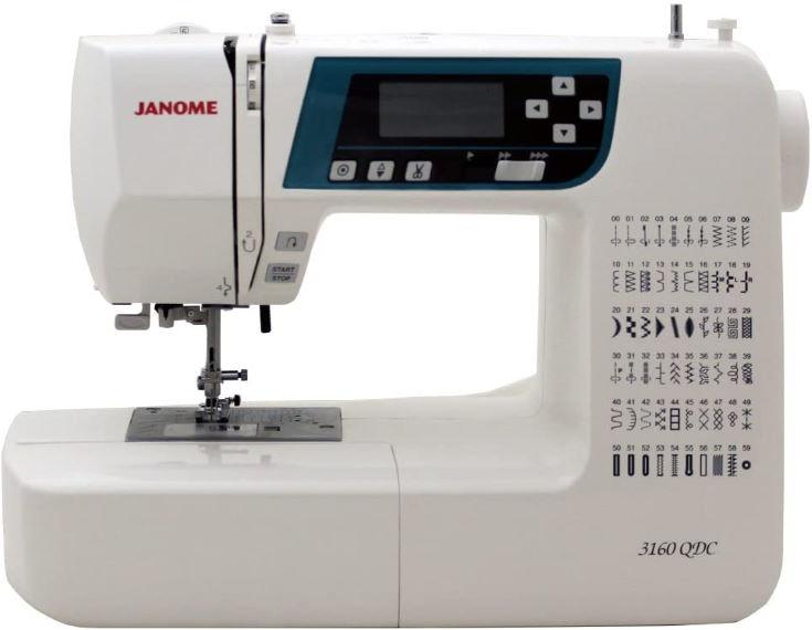 Janome 3160QDC Computerized Sewing Machine (New 2020 Tan Color) w/Hard Cover + Extension Table + Quilt Kit + 1/4 Seam Foot w/Guide + Overedge Foot + Zig Zag Foot + Buttonhole Foot + More!