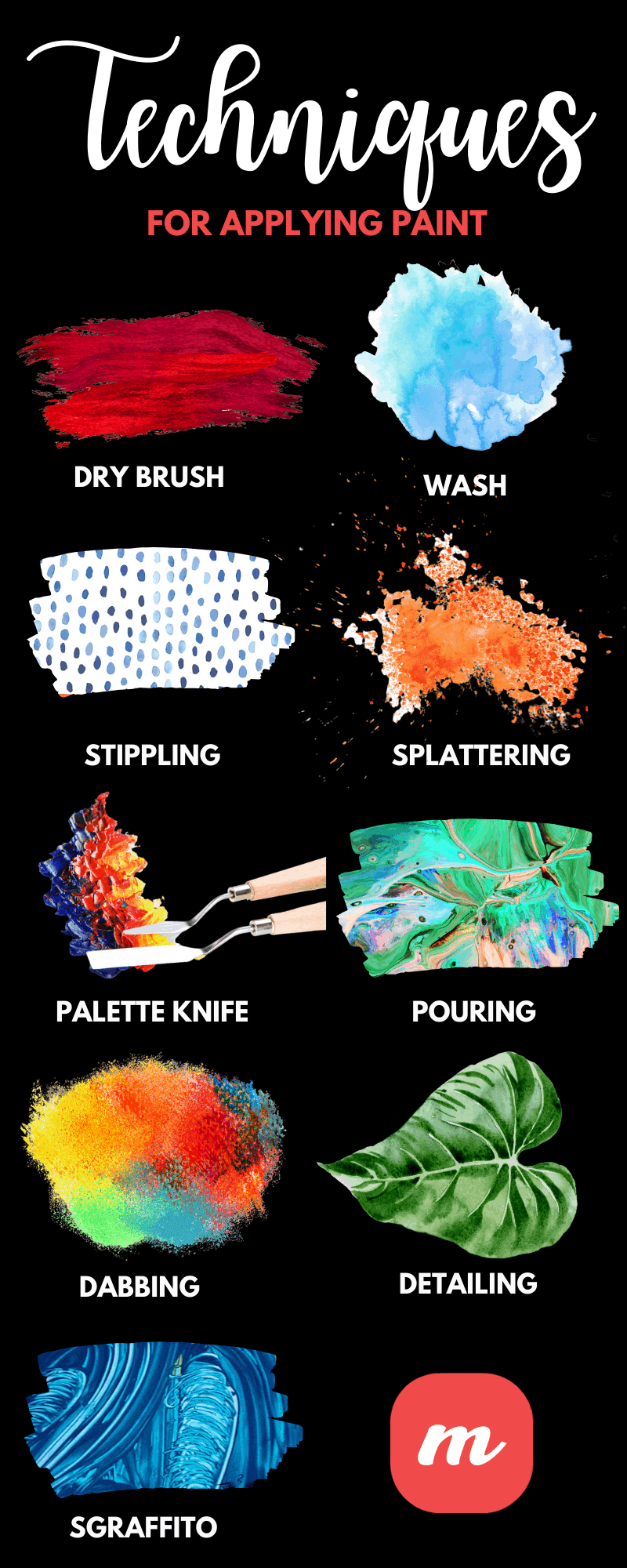 15 Acrylic Painting Techniques All Beginners Should Try - Infographic