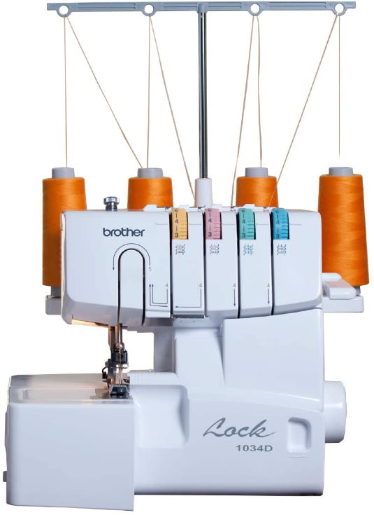 Brother 1034D Serger, Heavy-Duty Metal Frame Overlock Machine, 1,300 Stitches Per Minute, Removeable Trim Trap, 3 Included Accessory Feet