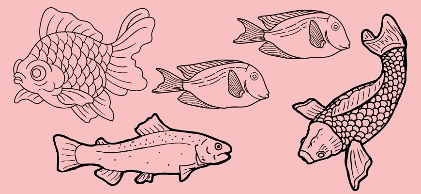 Woodburning Fish Patterns in pink background