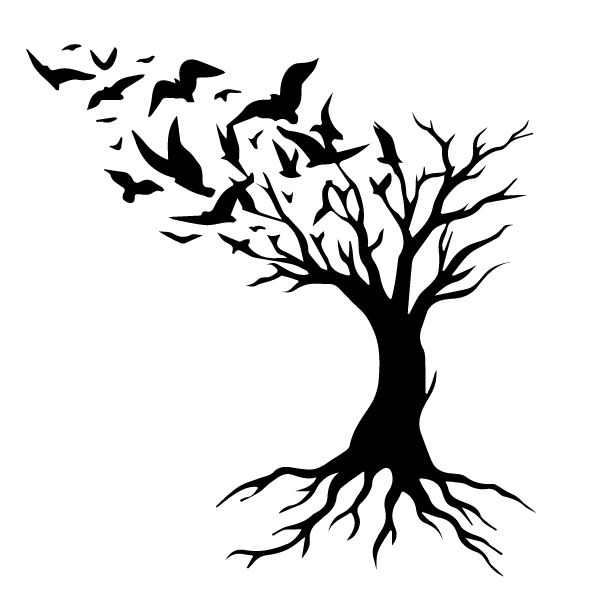 tree with birds vector