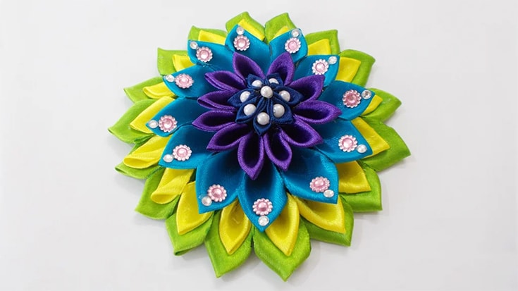 Kanzashi Satin Ribbon Flower Hair Accessory