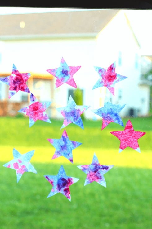 Red, White and Blue Craft: Patriotic Suncatcher Stars