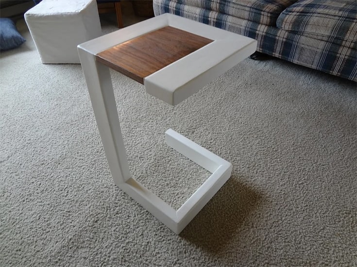 modern end table with a leftover 2x4 and some scrap wood