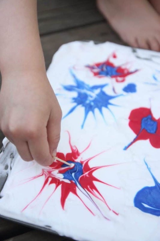 Child's hand painting using shave cream