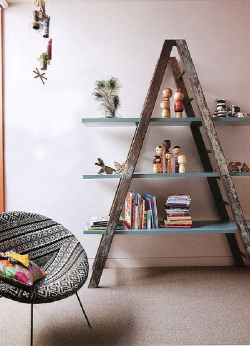 DIY ladder shelves