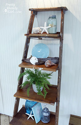 DIY ladder bookshelves