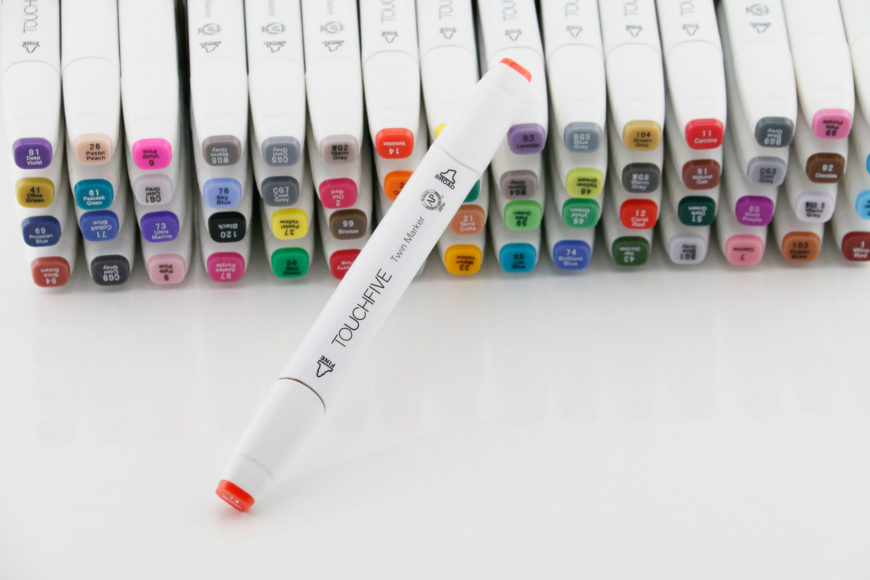 Different colors of markers in white background