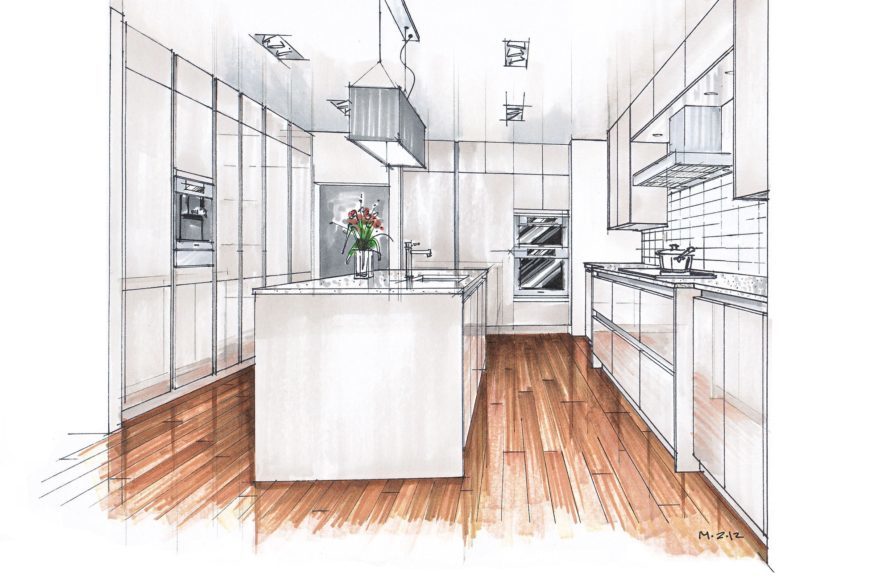 A layout of kitchen