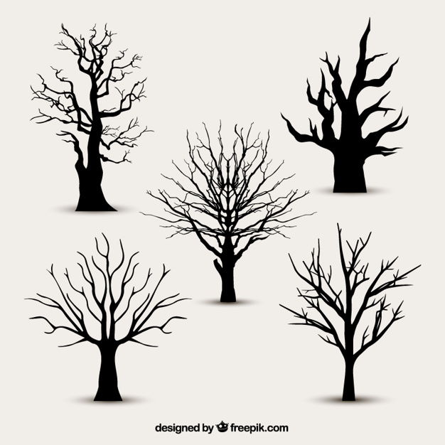 Tree silhouettes without leaves Free Vector