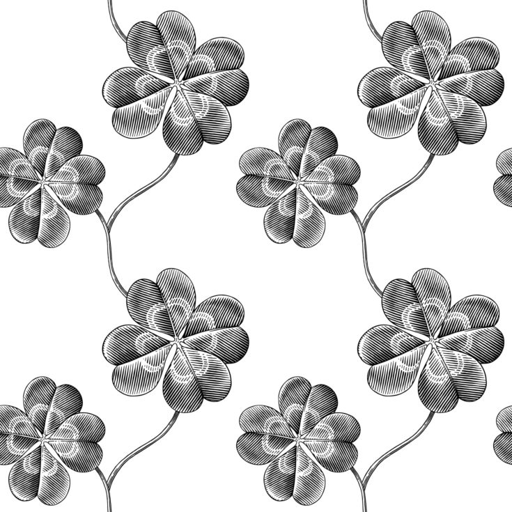 Engraved seamless pattern with four leaf clover
