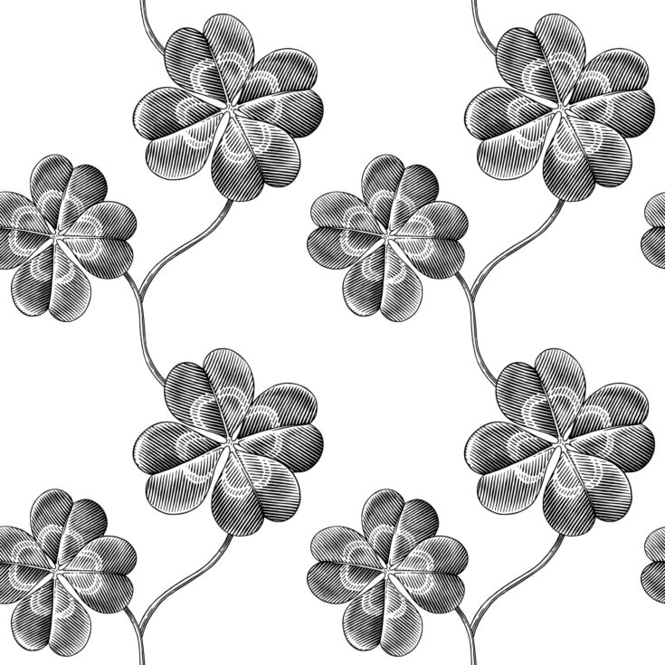 Engraved seamless pattern with four leaf clover