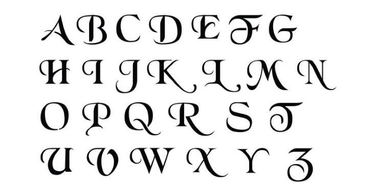 Digital Stencil Complete Alphabet Black Chancery Font instant download