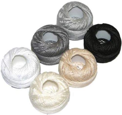 Presencia Pearl Cotton Thread Sampler - Sashiko, Embroidery & Quilting - Neutral Sampler - Size 8 - 6 Colors - 77 yard balls