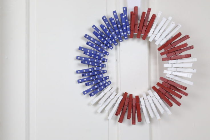 A Patriotic Clothespin Flag Wreath