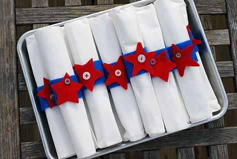 Fourth of July Felt and Button Star Napkin Rings