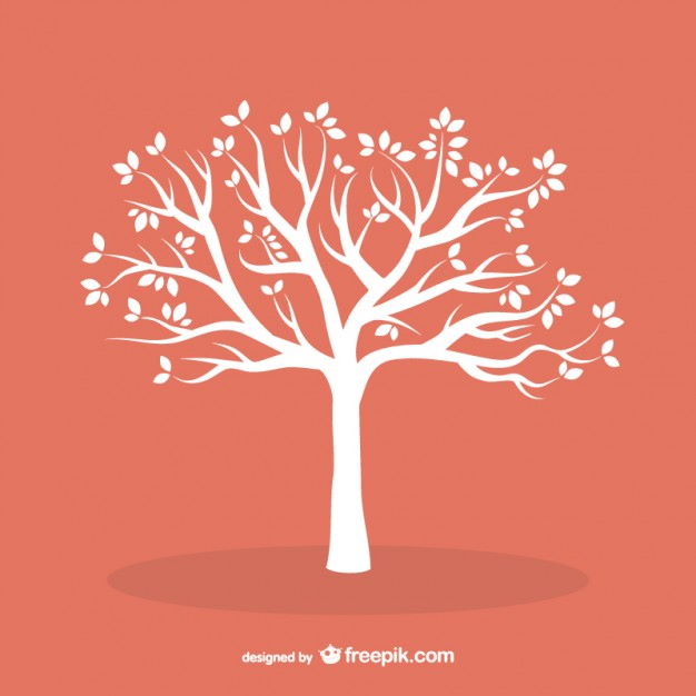 White tree with leaves Free Vector