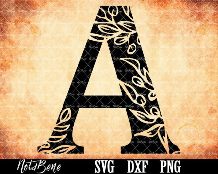 Floral Alphabet Svg Cut files Floral Monogram Letters Clipart Alphabet svg Silhouette Font Cricut Floral font svg Laser CNC Plasma Dxf Png