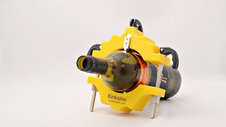 Kinkajou Bottle Cutter clamping a bottle.