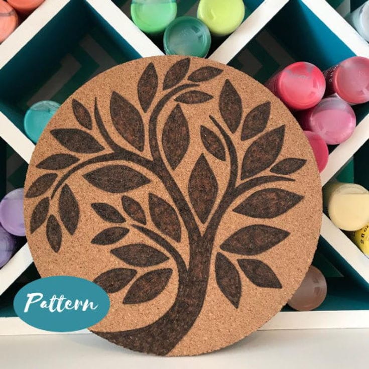 Custom Wood Burning Patterns: Round Tree // Easy Pattern Template Design // Pyrography Art // Instant Download PDF File // Cutting Board