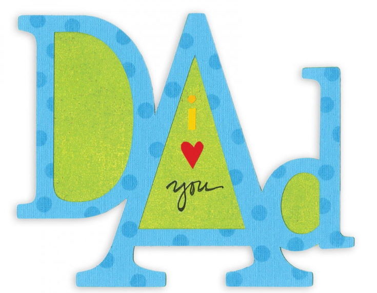 A Die-Cut "I love you dad" Card in white background