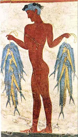 Akrotiri - Fresco of a fisherman