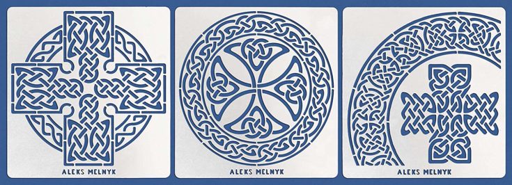 Aleks Melnyk #38 Metal Journal Stencils/Celtic Knot, Cross and Round/Stainless Steel Stencils