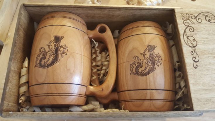 Beer Tankards wood burning idea in a box