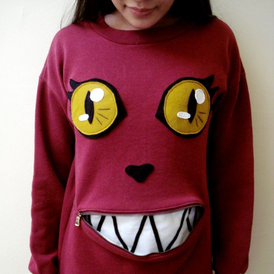 Cat Sweater With Zipper-Mouth