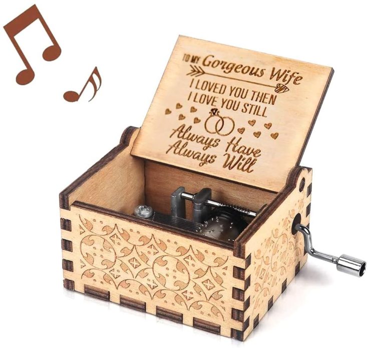 You are My Sunshine Music Box, Gift for Wife from Husband Vintage Wooden Hand Crank for Wedding Anniversary/Valentine's Day/Birthday (Wood)
