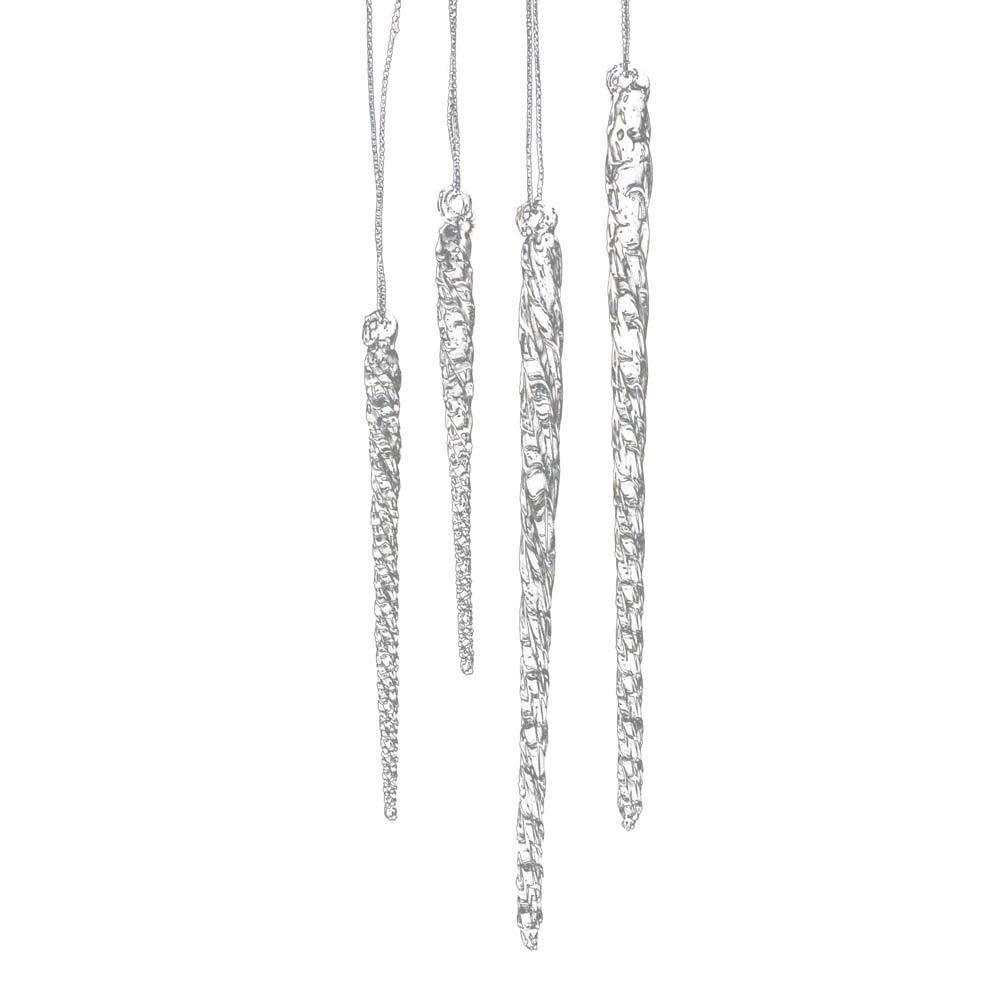 Four Hanging Clear Glass Icicle