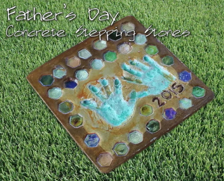 Father's Day Concrete Stepping Stones in grass background