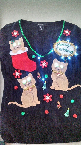 Cats and lights Christmas sweater