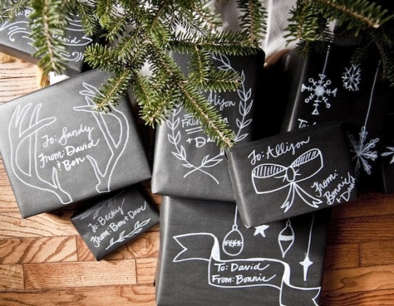 Black Christmas Wrapper designed with chalk