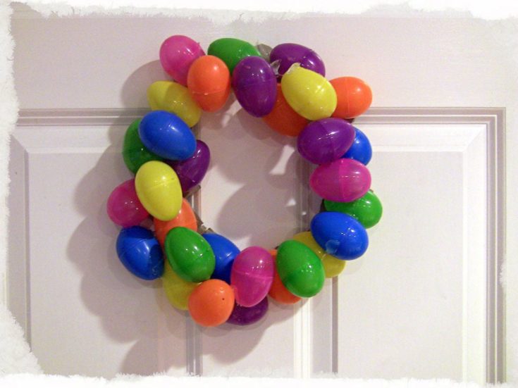 DIY Easter Wreath - plastic eggs in different colors