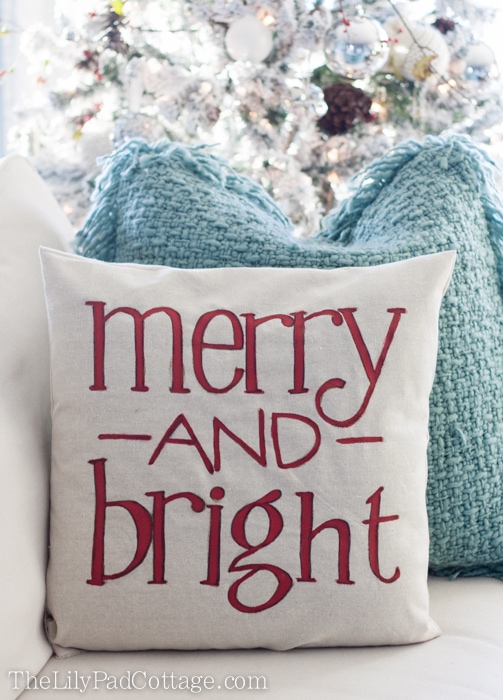 The Lily Pad Cottage Merry and Bright Christmas Pillow