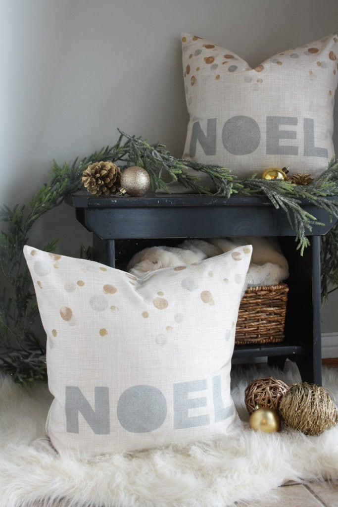 Christmas Pillow with NOEL text print