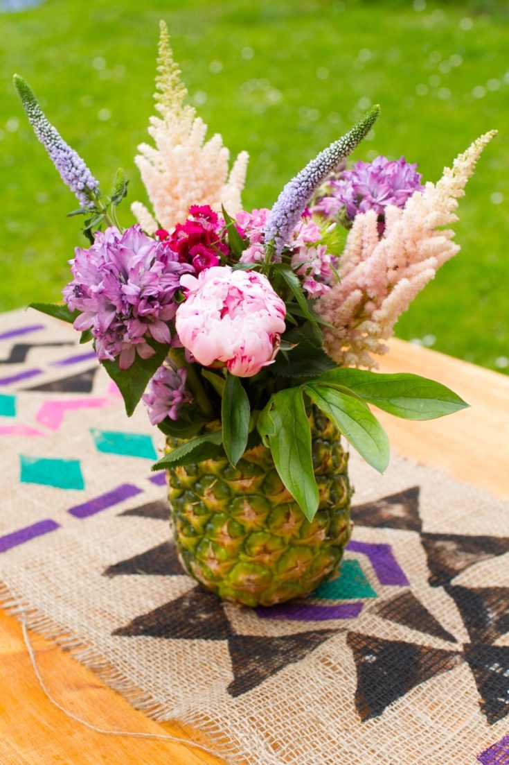 DIY Pineapple Flower Vase - floral arrangement