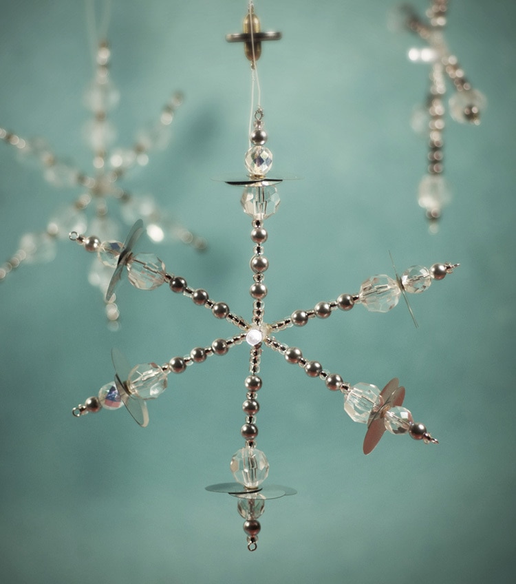 Snowflake Christmas ornament made of beads