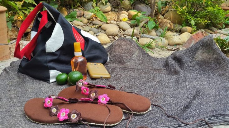 DIY Summer Sandals in outdoor setup
