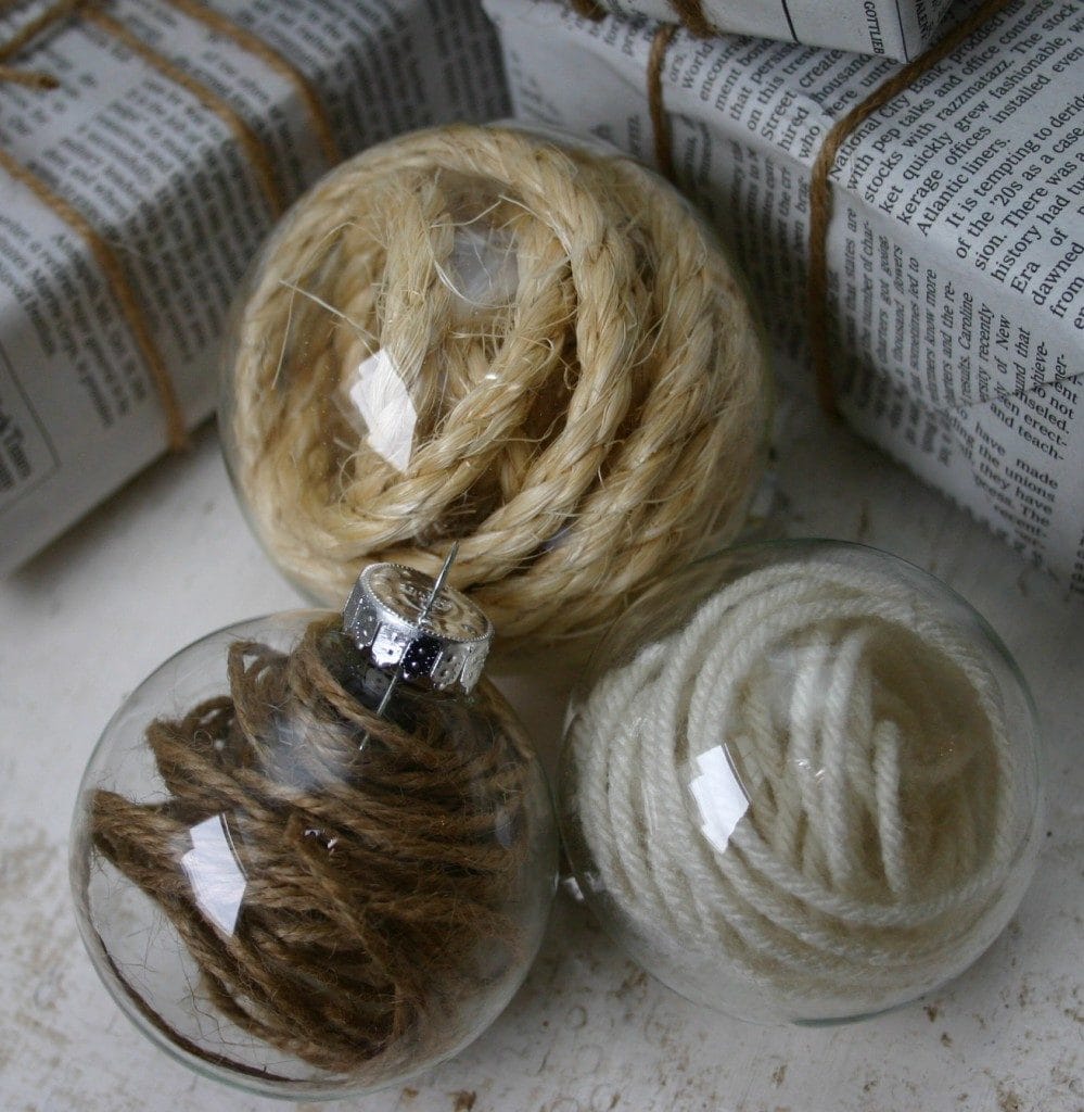 Clear Glass Ball Filled with Twine