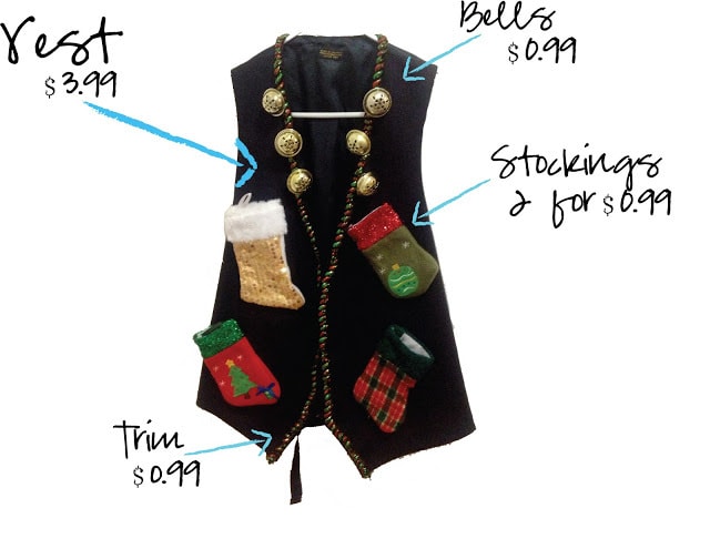 Black vest desgined with cheap Christmas decor