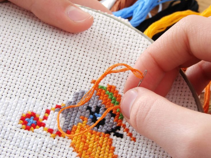 embroidery with colorful threads