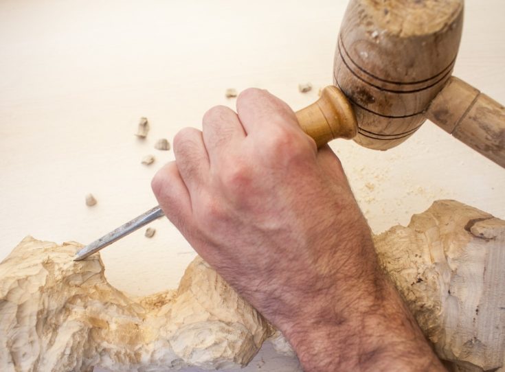 wood carving with work tools