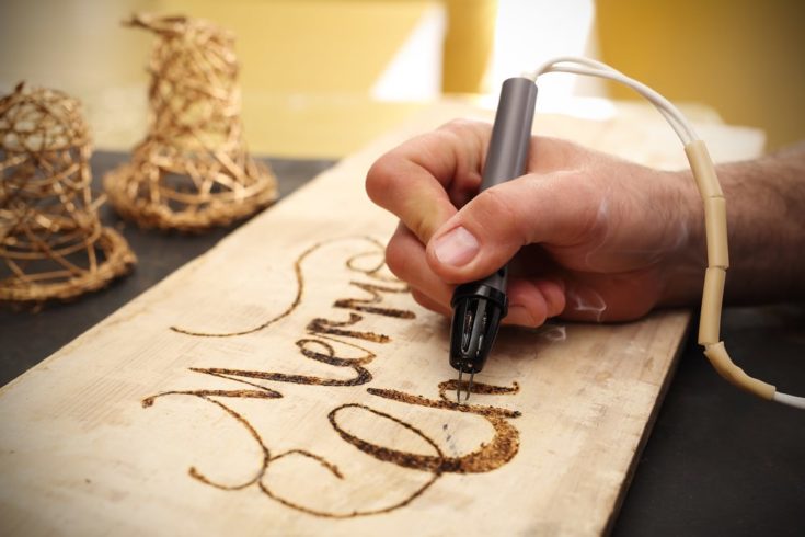 Pyrography, wood burning inscriptions